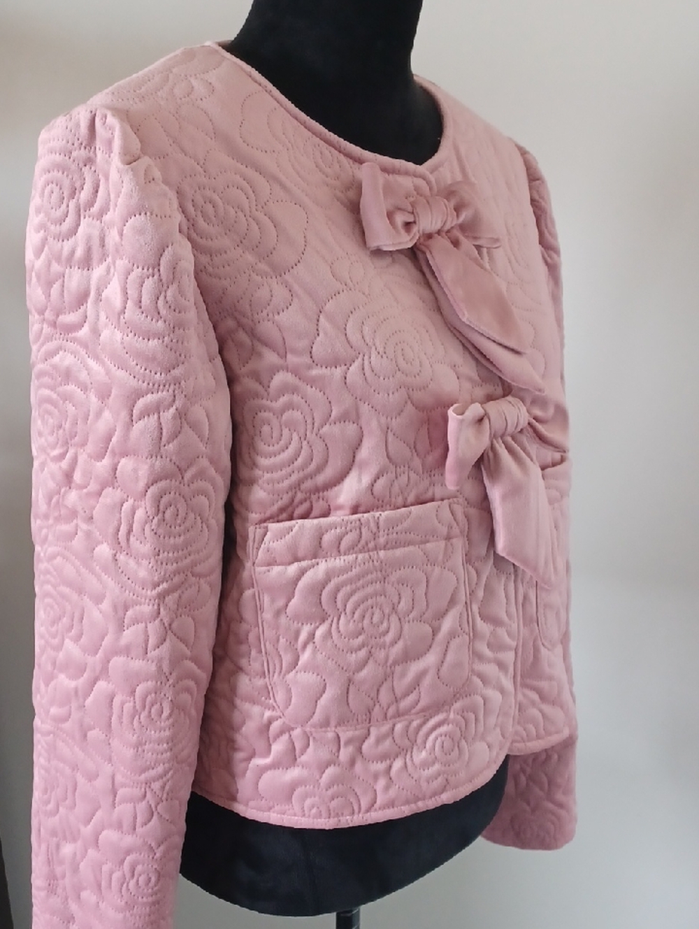 NWT ** Lait Collection Pink Velvet Quilted Jacket by American Heiress ** Size M - Picture 7 of 10